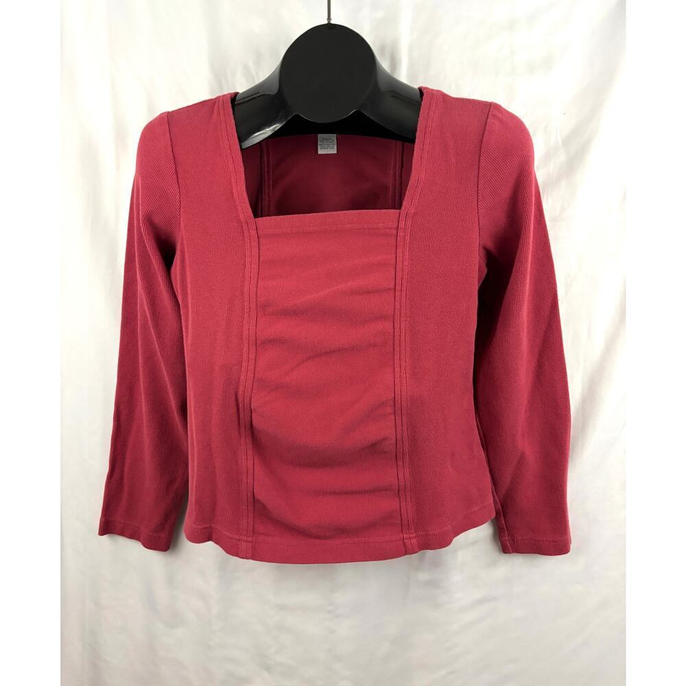 Isabella‎ Bird Ribbed Square Neck Shirt Top Knit MEDIUM Women's